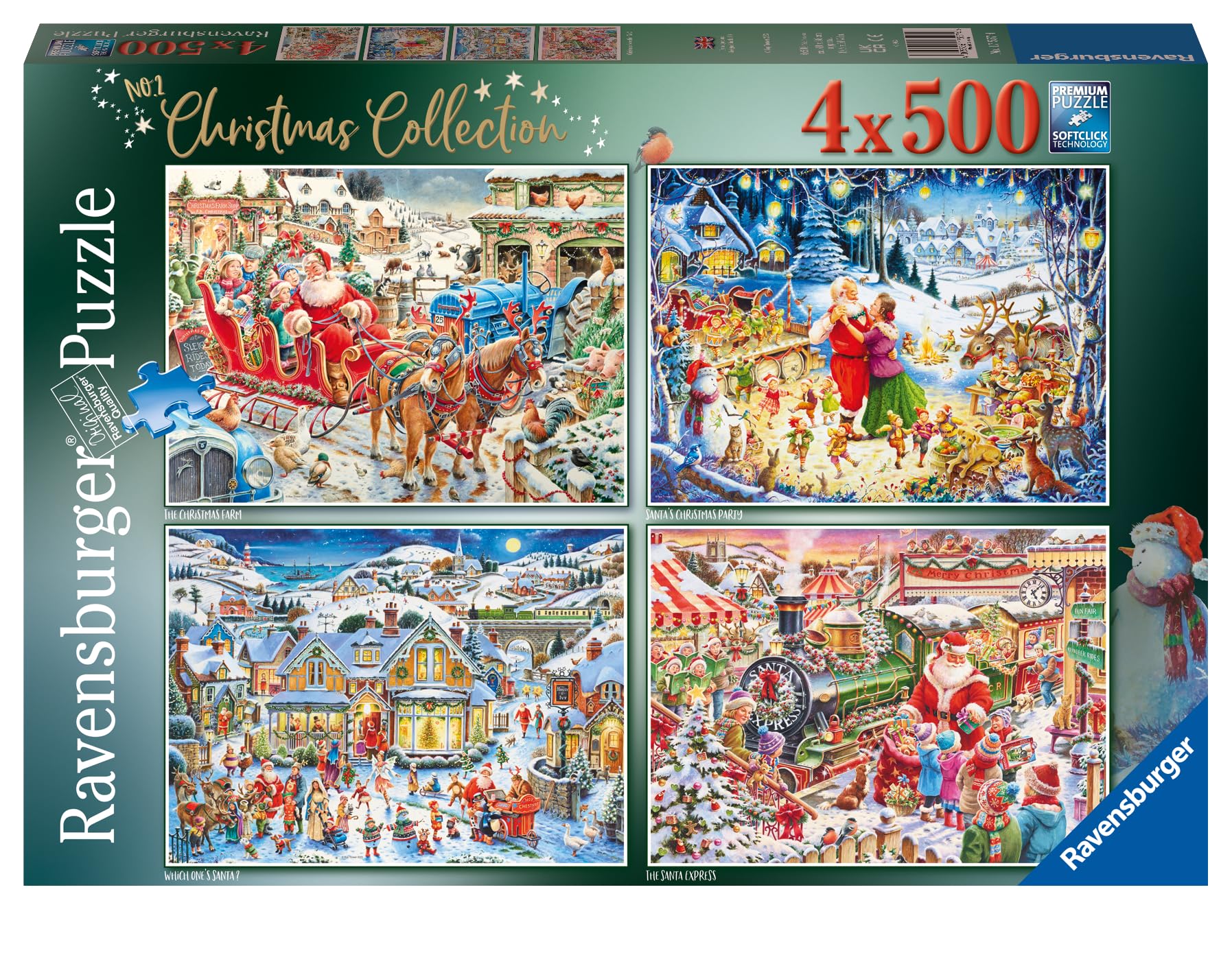 Ravensburger Roy Trower Christmas Collection Nr. 2 – 4 x 500-teilige Puzzles für Erwachsene und Kinder ab 10 Jahren