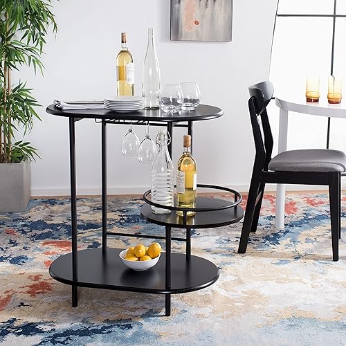 Miniatura 2 de SAFAVIEH Home Collection Iva - Mesa giratoria de 3 niveles, color negro mate Mate / Negro,blanco, dorado (White /