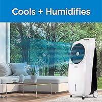 Vista 2 de BLACK+DECKER Evaporative Air Cooler - Portable Air Conditioner Cooling Fan with LED Display, Remote Control, 2-Gallon Water Tank - Compact and