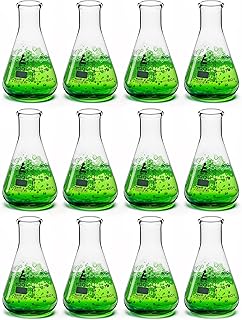 12PK Erlenmeyer Flasks, 100mL - Borosilicate Glass - Narrow Neck Flasks, Conical Flasks, Glass Flasks - Eisco Labs