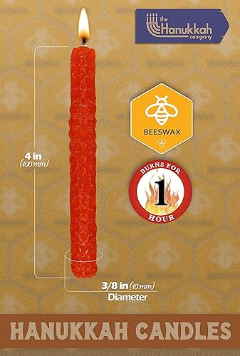 Miniatura 2 de Velas de Janucá de cera de abejas – Tamaño estándar que se adapta a la mayoría de menorás – Velas de cera de abejas multicolor natural – Cera