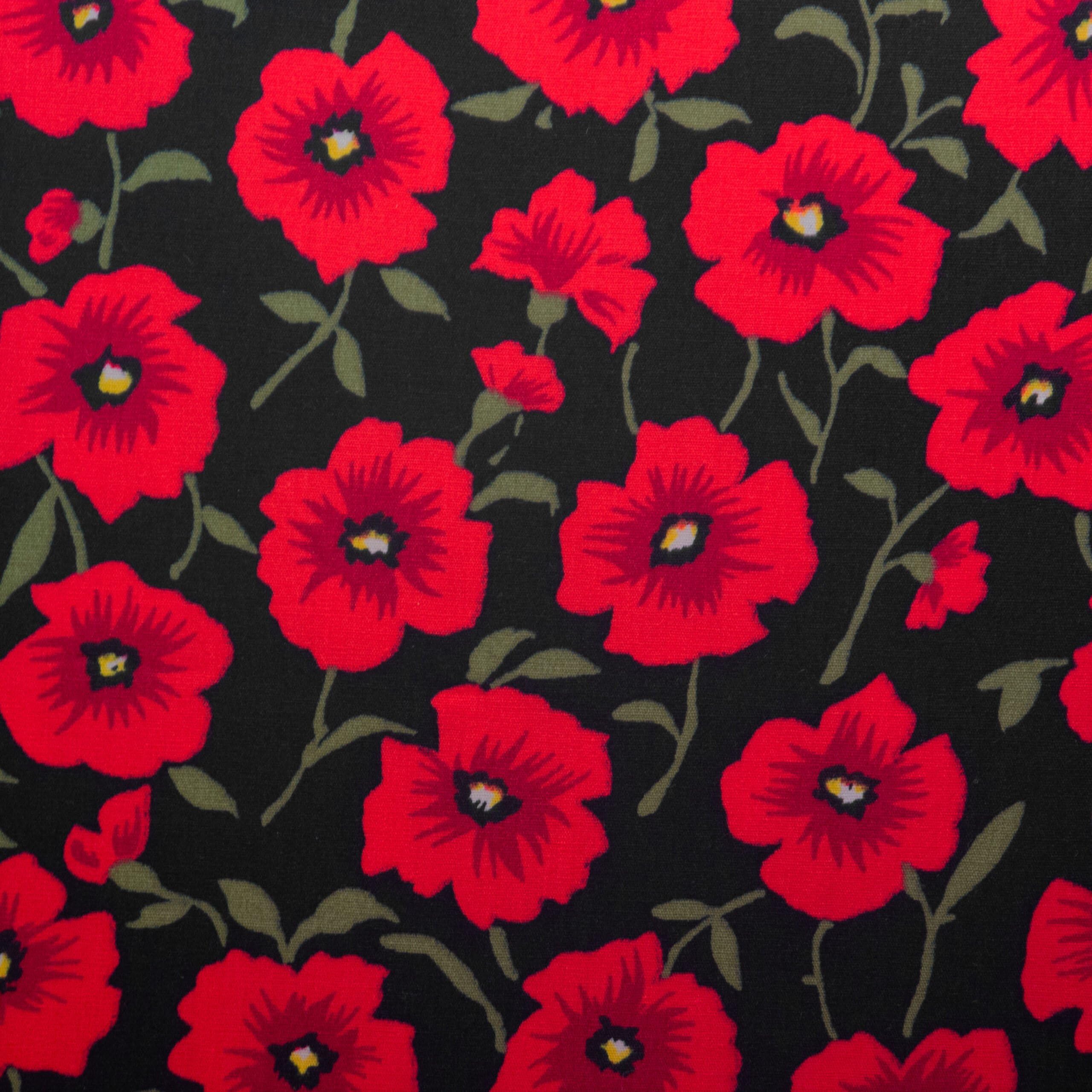 Rose and Hubble Floral Printed Fabric - 45 Inch Wide 100% Cotton Poplin for Dressmaking, Quilting, and Crafting - Soft, Cotton Fabric for Sewing, Apparel, Home Décor, Bag Making (CP0945BLCK, 1 Metre) — image 1
