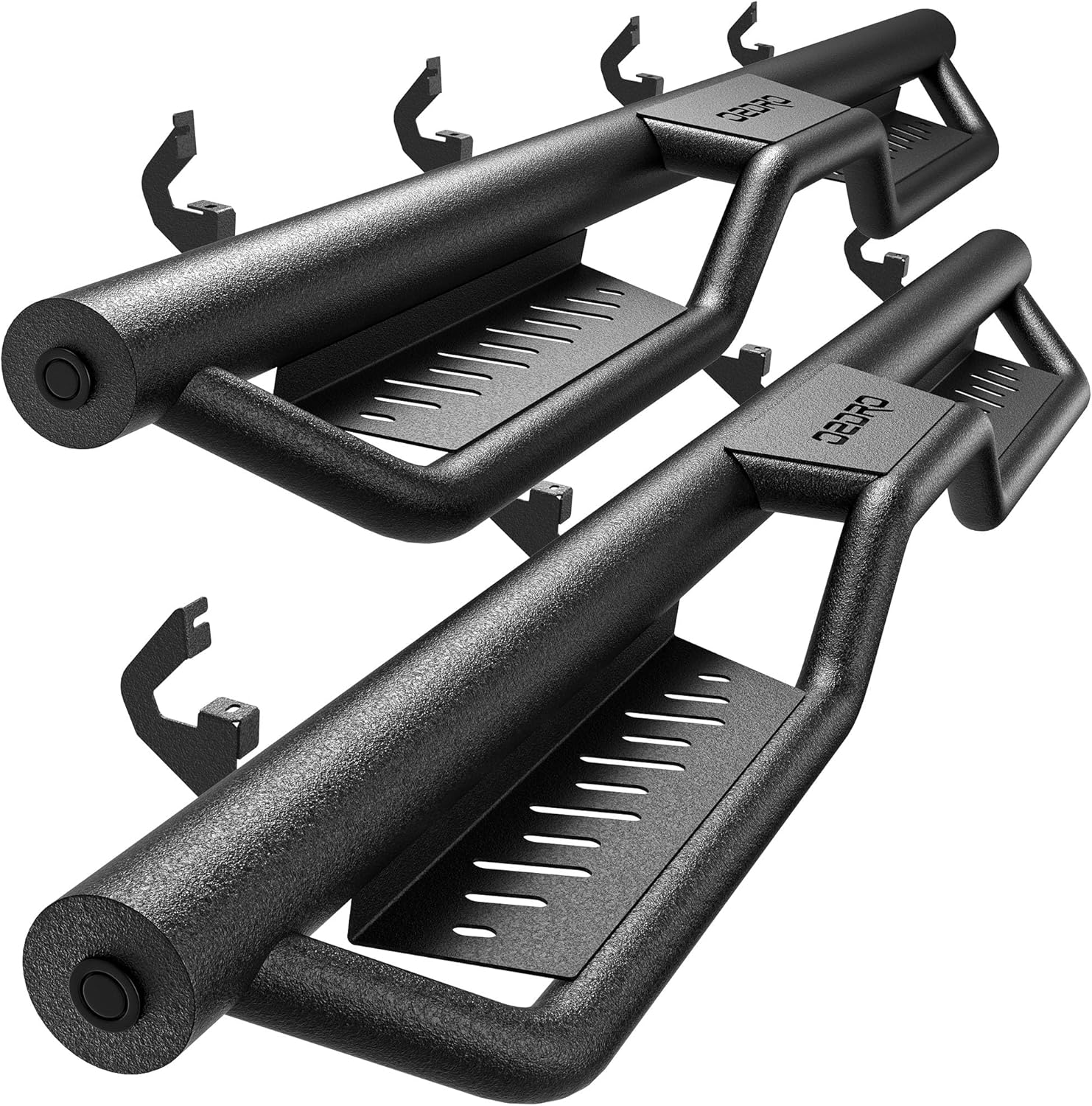 AUTOSAVER88 Running Boards Compatible with 2019-2026 Chevy Silverado & GMC Sierra 1500 Crew Cab, 2020-2026 2500HD 3500HD, Two-Stair Side Steps Rail Drop Nerf Bars, Black Carbon Steel (76MM)