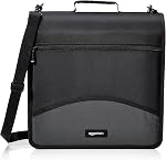 Amazon Basics Durable 3 Ring Binder with Zipper, Sturdy Storage to Keep Documents Organized, 3 Inch, Black