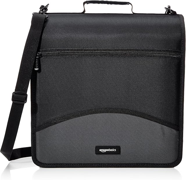 Amazon Basics 3-Ring Binder with Zipper - D-Ring, 10.16 cm, Black