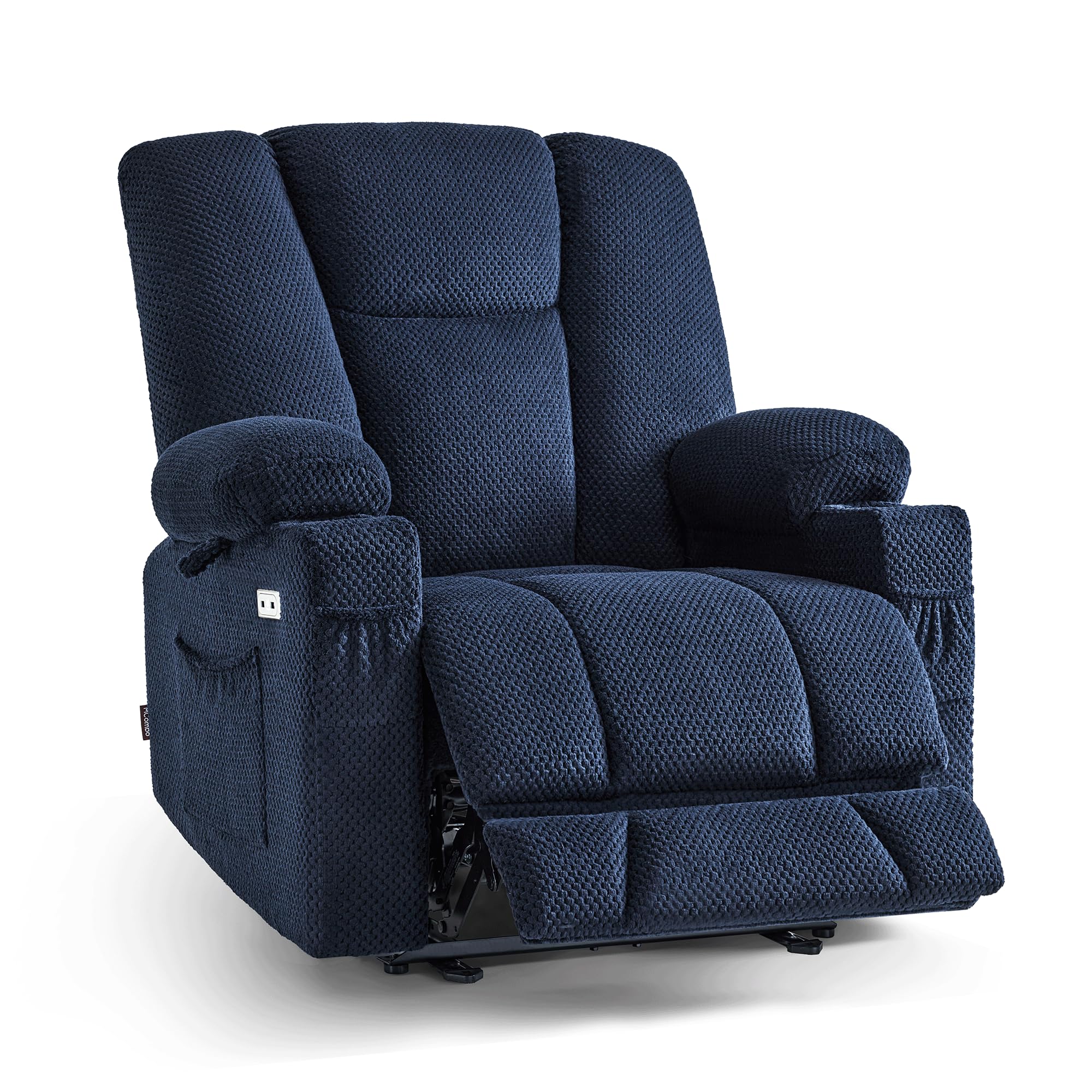 MCombo Oversized Power Recliner Chair with Heat and Massage 8017 (Blue)