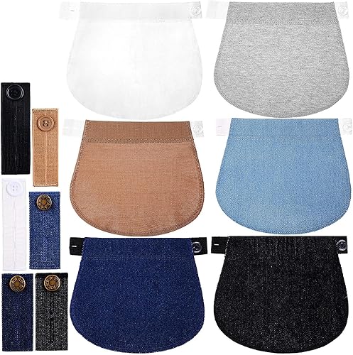 WILLBOND 12 paquetes de pantalones de maternidad ajustables extensores para embarazo, cintura extensor extensor extensores de cintura elástica para