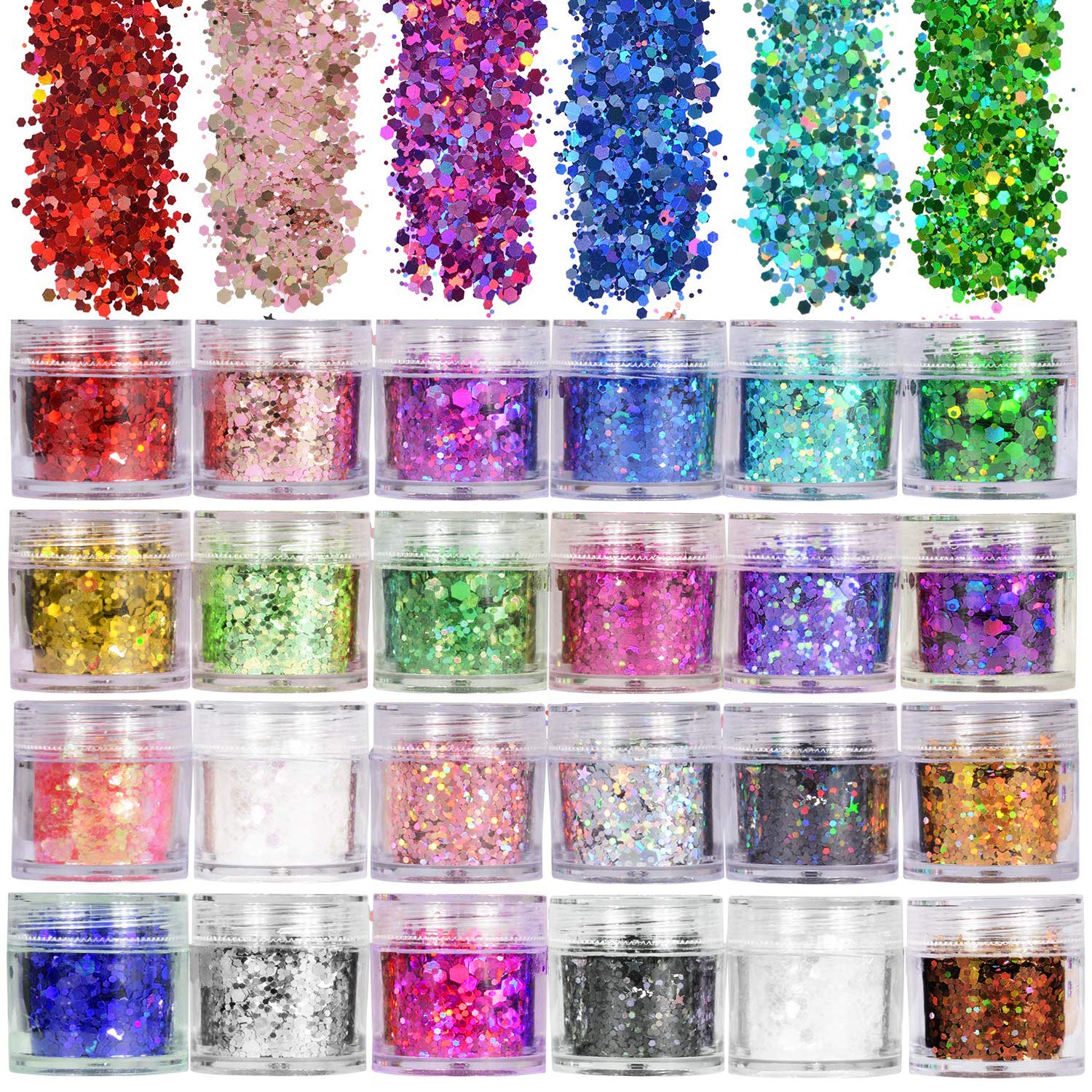 Amazon.co.jp: 24個グリッタースパンコールジェルネイルネイルアート