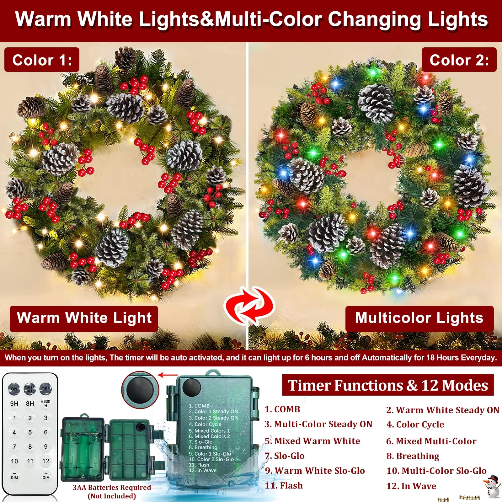 Amazon.co.jp: 30インチ 大型 極厚 プリライト クリスマスリース