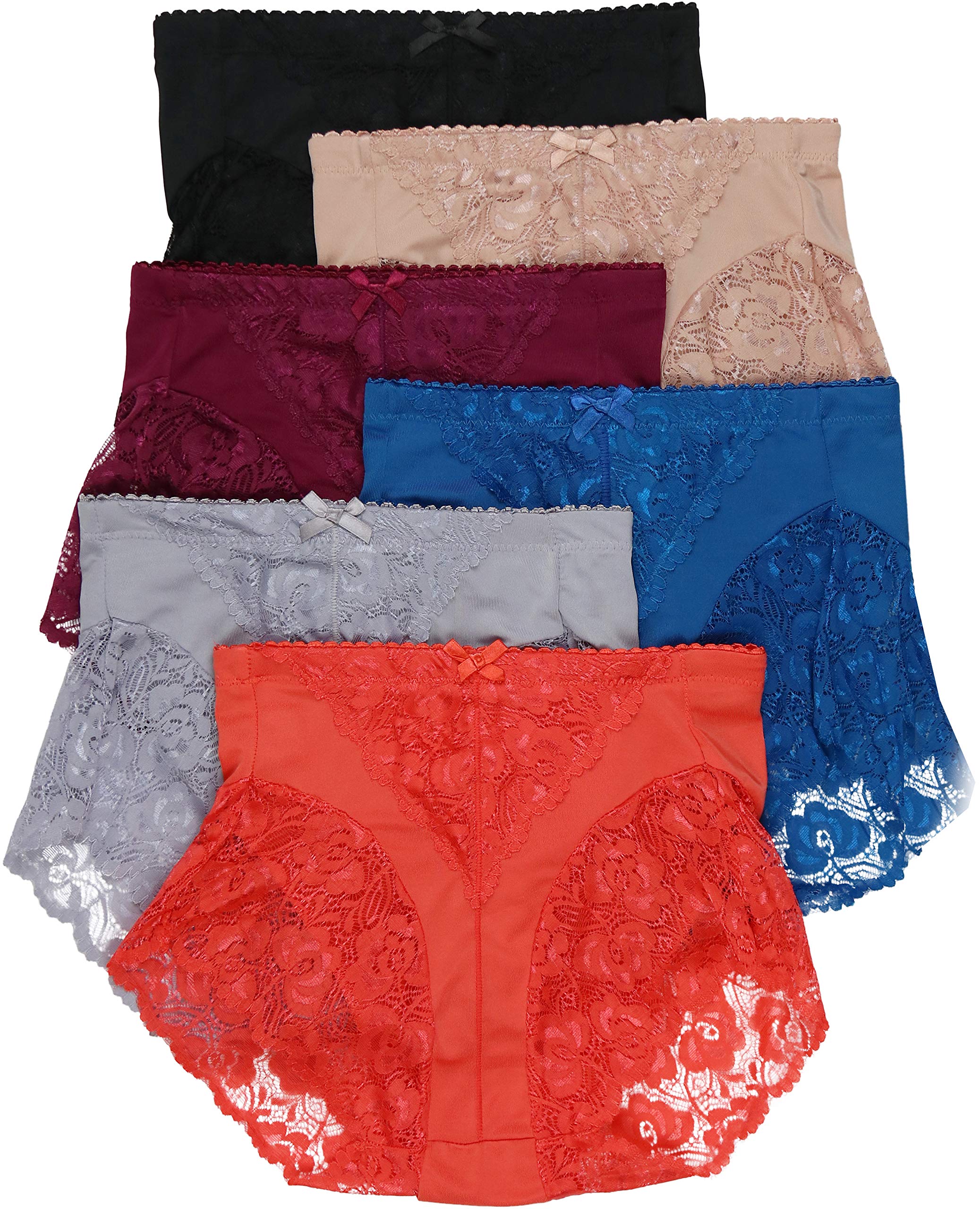 ToBeInStyle - Pack de 6 calzoncillos para mujer con diseño de abertura de encaje - Rosa - S