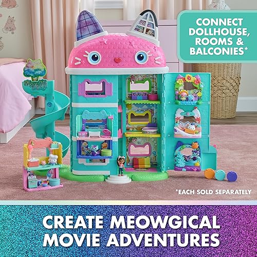 Miniatura 5 de Gabby's Dollhouse: The Movie, Meow-Mazing - Casa de muñecas interactiva, 7 habitaciones, ojos de pantalla LCD, figuras, sonido FX, juguetes para