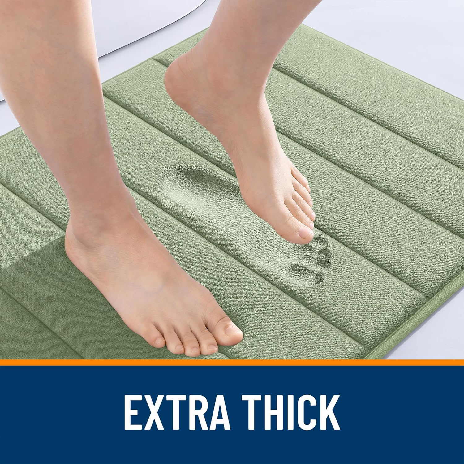 OLANLY Memory Foam Bath Mat 30x20, Super Soft Absorbent Bathroom Rugs, Quick Dry, Machine Washable Shower Floor Rugs, Bathmat Carpet, Bathroom Home Decor Accessories, Sage Green