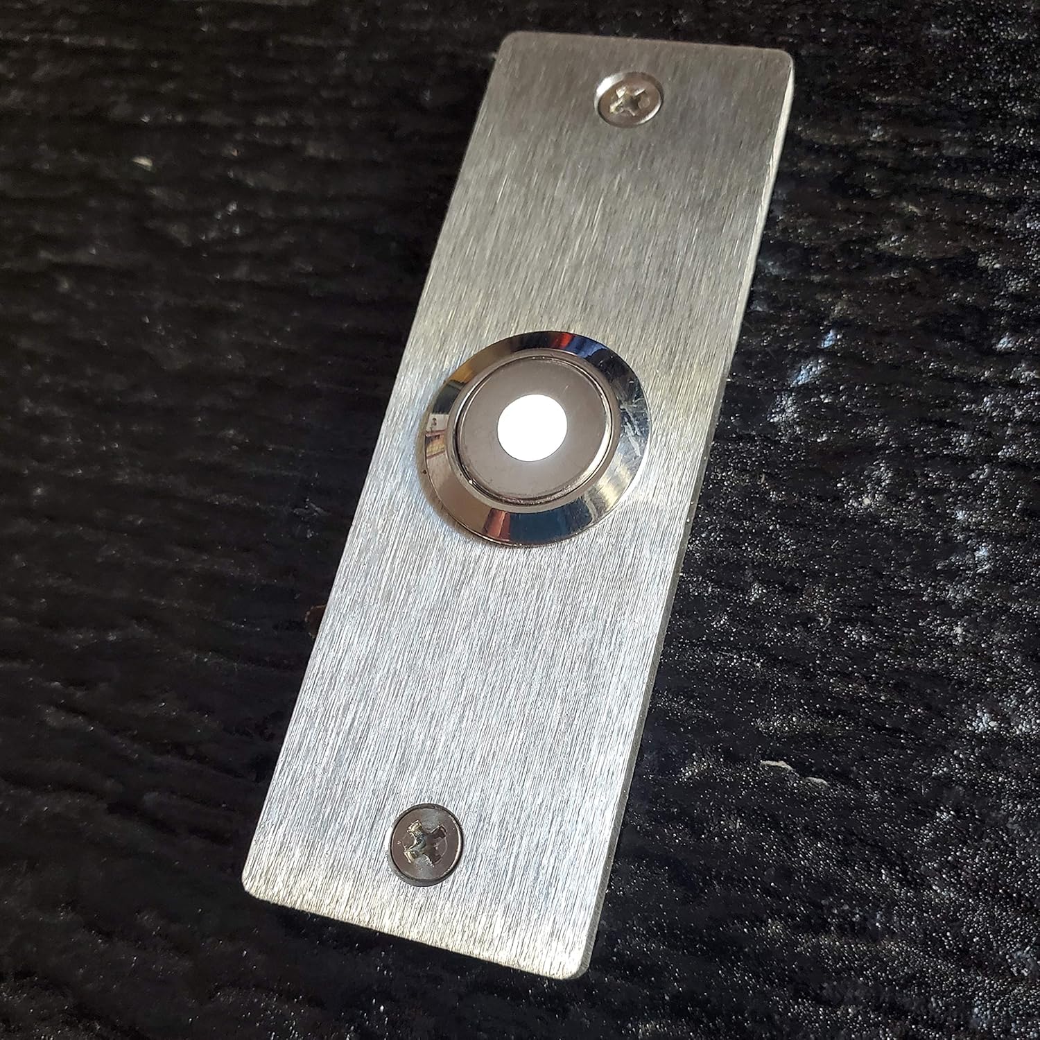 Stainless Steel Narrow Doorbell 1" x 3" with LED Button (Green Dot LED)