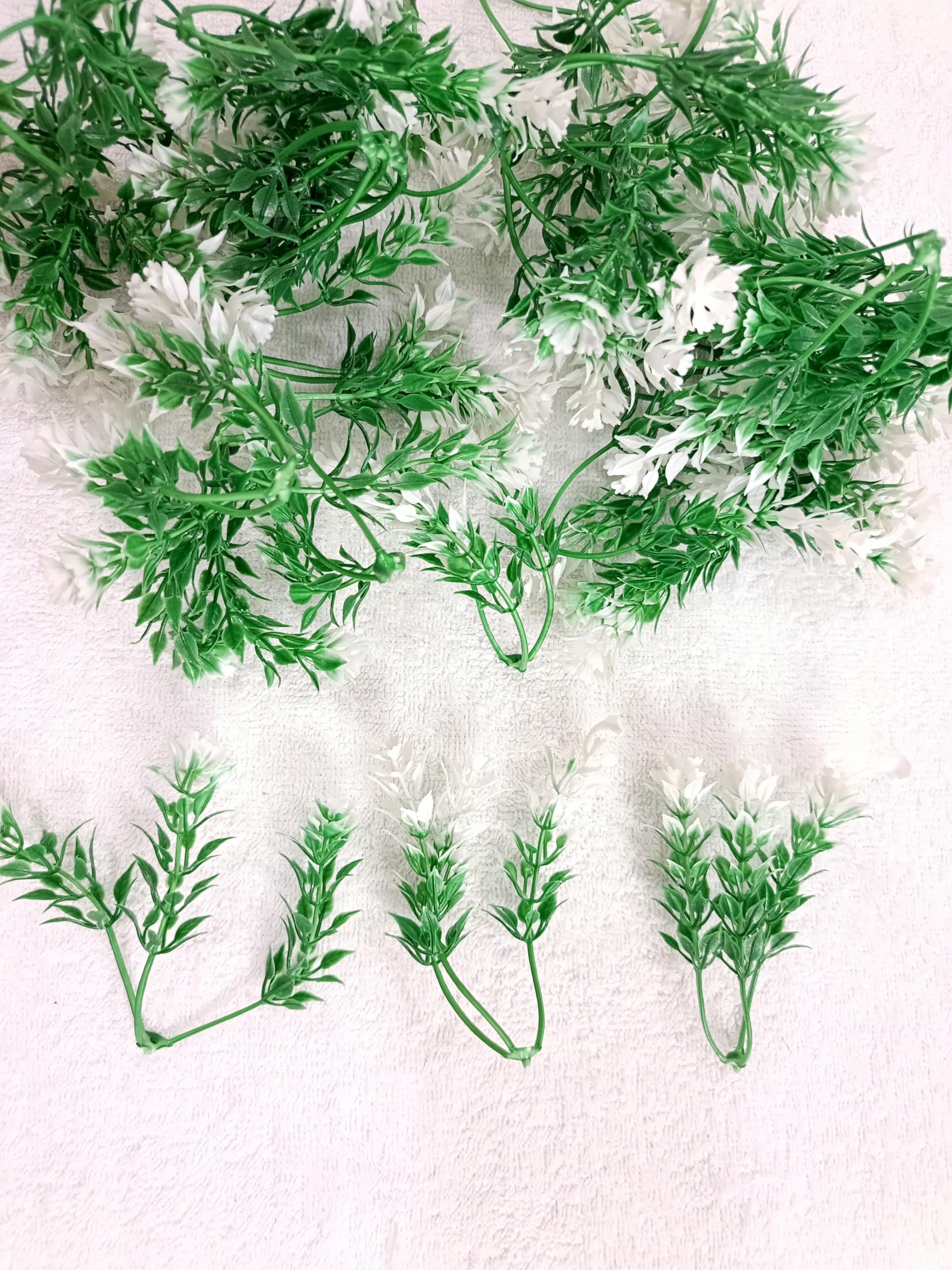 Glowvtech Artificial Looser Fillers Green & White | Premium Plastic Decorative Greenery for Home, Office, Wedding & Event Décor | Realistic Finish | Maintenance Free | 50 Pcs Set-image-8