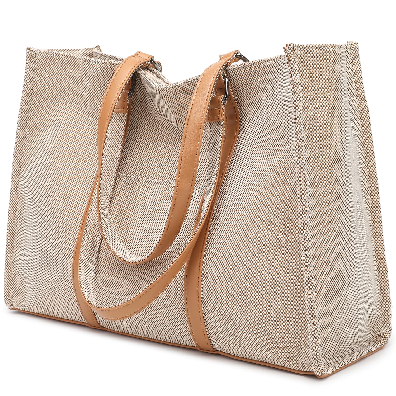 BarsineLaptop Tote Bag for Women Large Canvas Casual Work Bags for Travel Office College 15.6 Inch Laptop Purse