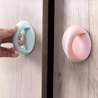 Easy-Open Handle - Self-Adhesive Multi-Use Grip for Doors & Windows, Assists in Opening Cabinets and Drawers, 3.4 x 1.6 inches, Long-lasting Adhesion (2 pieces of random colors)