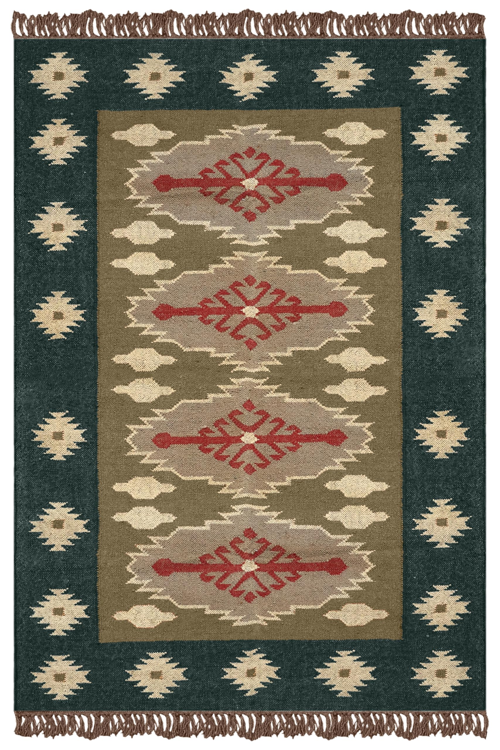 Tapis carré Kilim en laine pour couloir et salle à manger chaleureuse