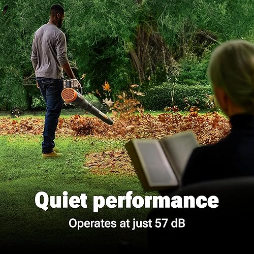 Miniatura 3 de WORX Nitro WG581.1 - Soplador de hojas inalámbrico de 40 V, soplador eléctrico silencioso para cuidado del césped con 530 CFM y 180 MPH, 2 baterías