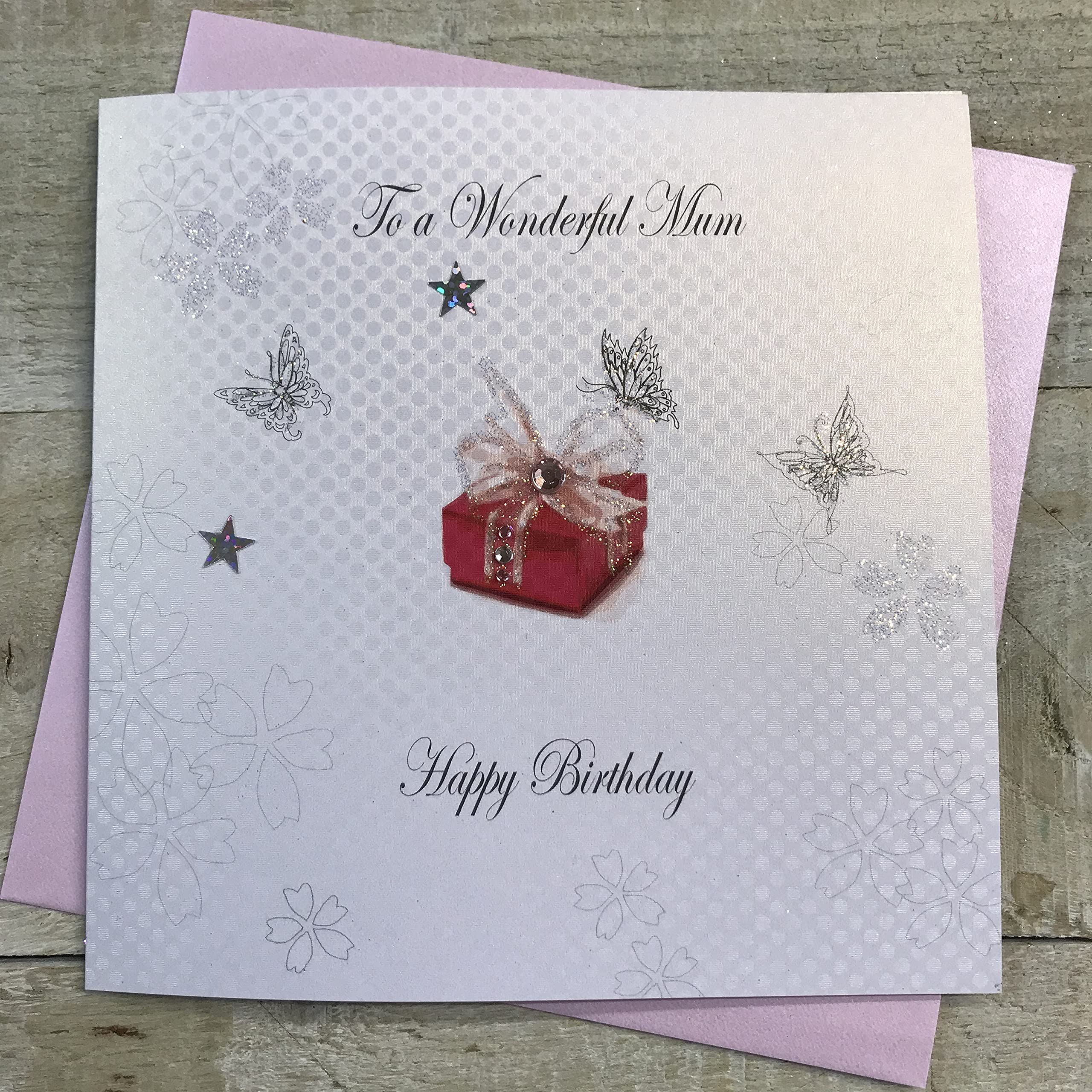WHITE COTTON CARDS To A Wonderful Mum Happy Handmade Birthday Card, BD35A,15cm x 15cm