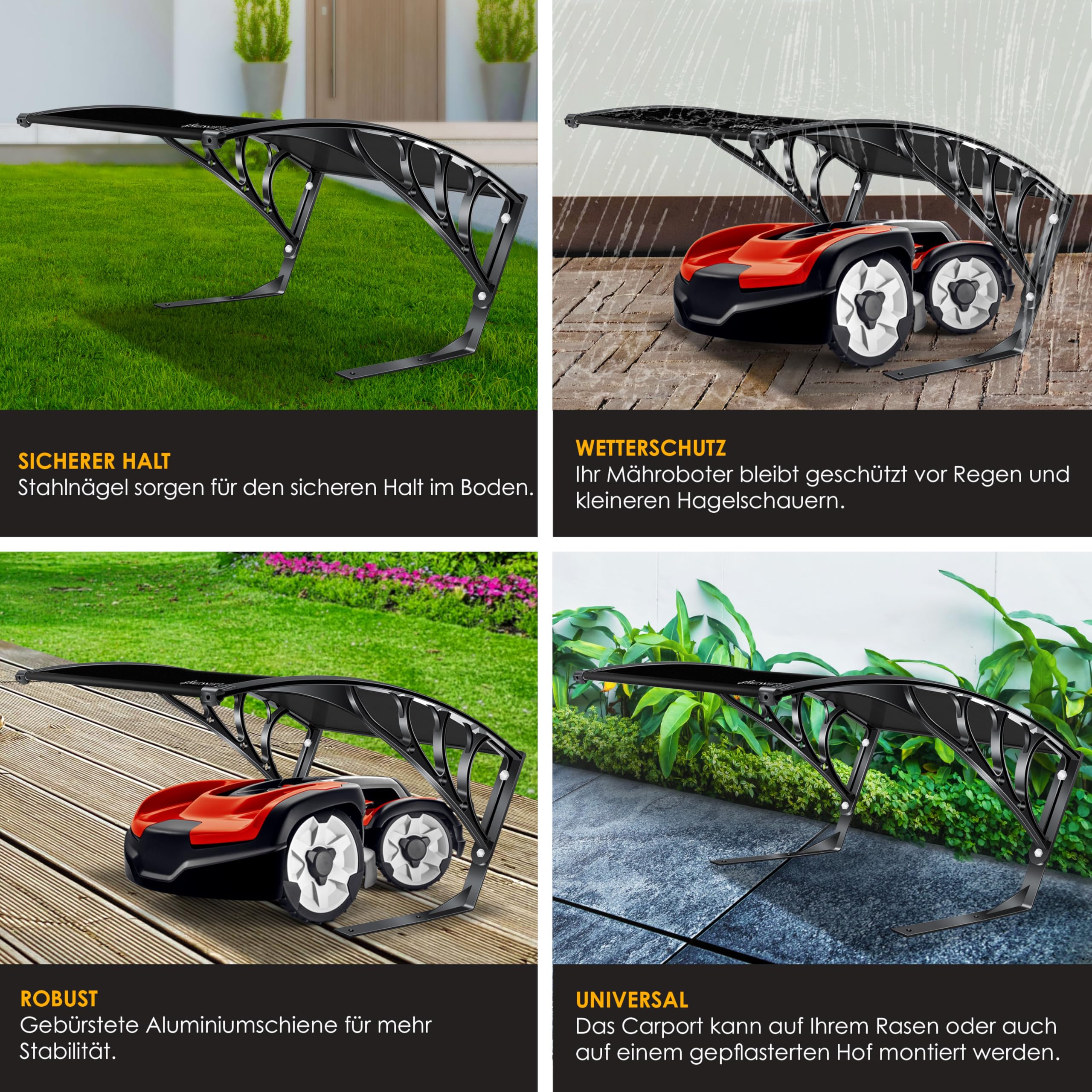 KESSER Mähroboter Garage Dach Carport Überdachung für Rasenmäher Rasenroboter Automower Garten Witterungsbeständig Mährobotergarage 82x103x47cm Schwarz