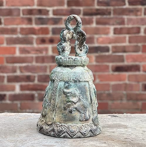 Miniatura 2 de Campana de templo tailandés hecha a mano, campana de elefante de la suerte de latón, campana budista colgante de Tailandia, bronce fundido