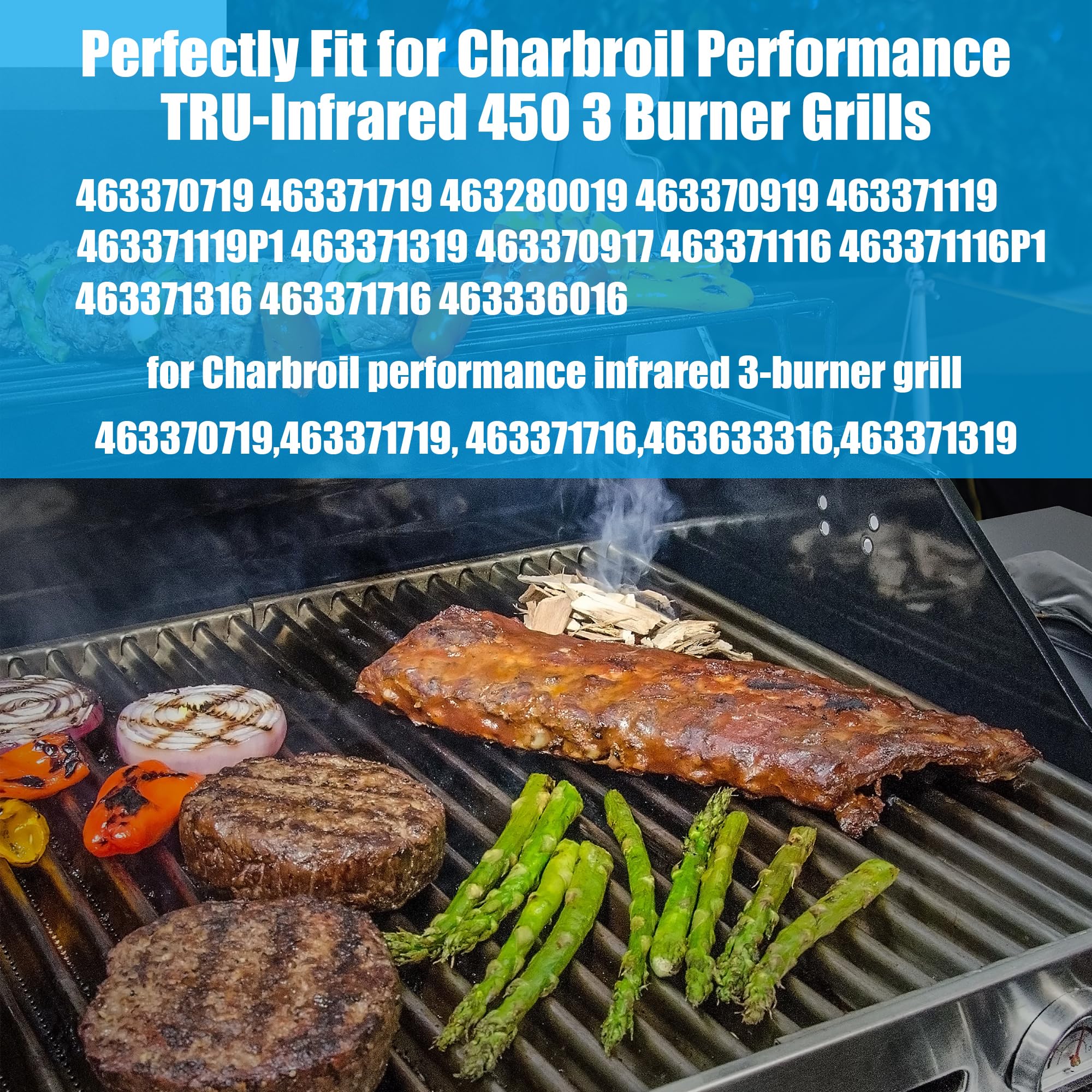 Outspark Grill-Ersatzteile für Charbroil Performance TRU-Infrared 450 3 Brenner 463370719 463371719 1,176,731,248.7 cm Heizzeltplatten und Grillbrenner für Charbroil G466-2500-W1