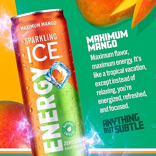 Miniatura 9 de Sparkling Ice +ENERGY Power Punch Agua con gas. Bebidas energéticas con vitaminas y electrolitos, cero azúcar, latas de 12 onzas líquidas (paquete
