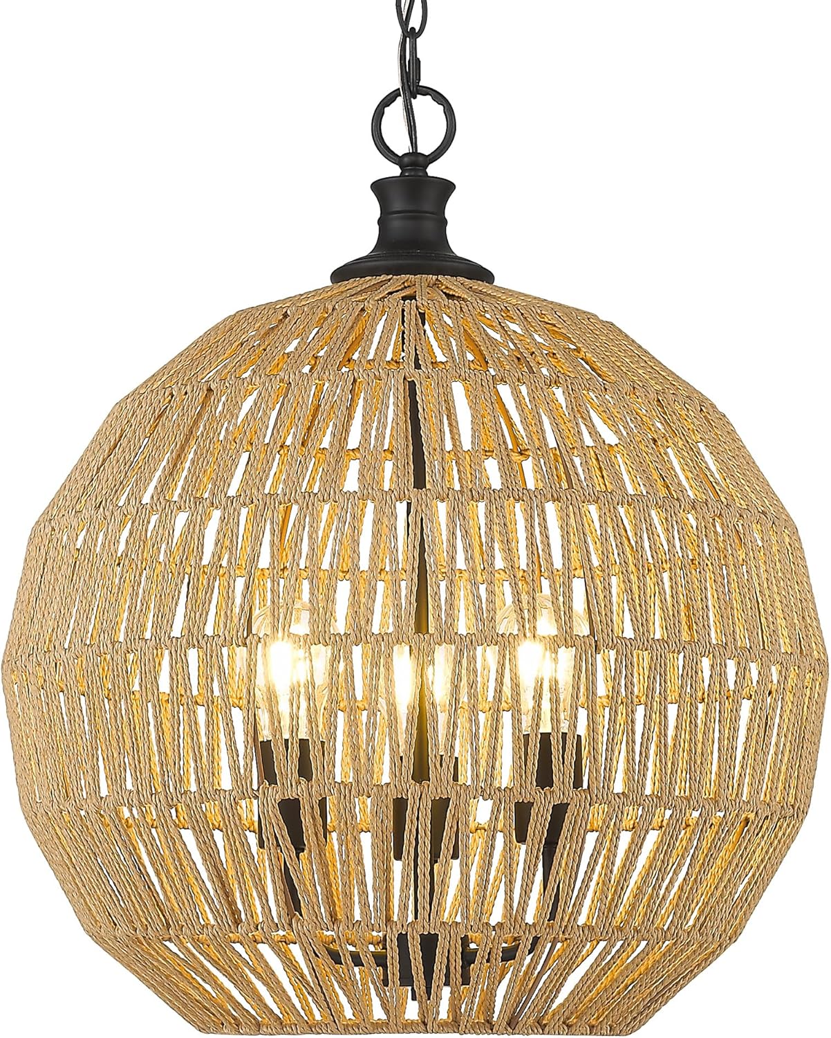 Golden Lighting 6933-3P BLK-NR Florence 3 Light Pendant, Black