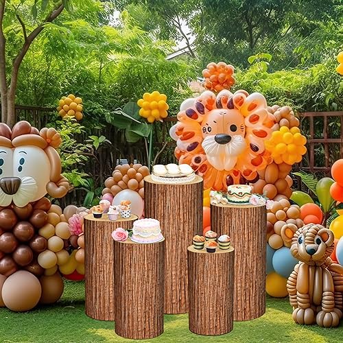 Miniatura 7 de 5 piezas de fundas de pie de cilindro de fiesta de elastano para pedestal de varios tamaños, cubiertas elásticas para cilindros para bodas de metal,