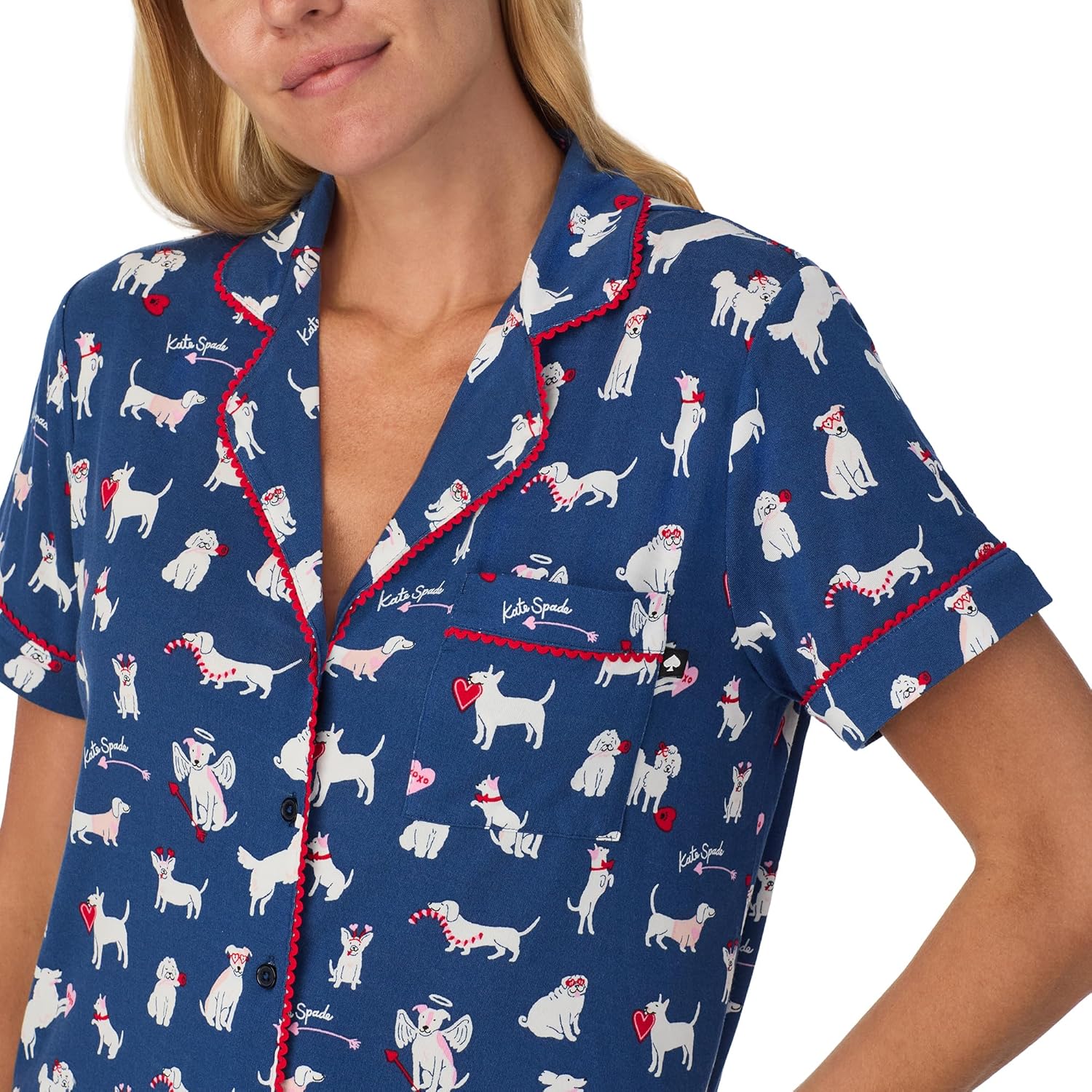 kate spade new york Pajamas for Women 2 Piece Set Comfy Modal Classic Short Sleeve Notch Collar Button Top & Shorts - Image 2