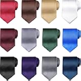 Syhood Solid Satin Pure Color Ties Set Business Formal Necktie Tie for Men Formal Occasion Wedding