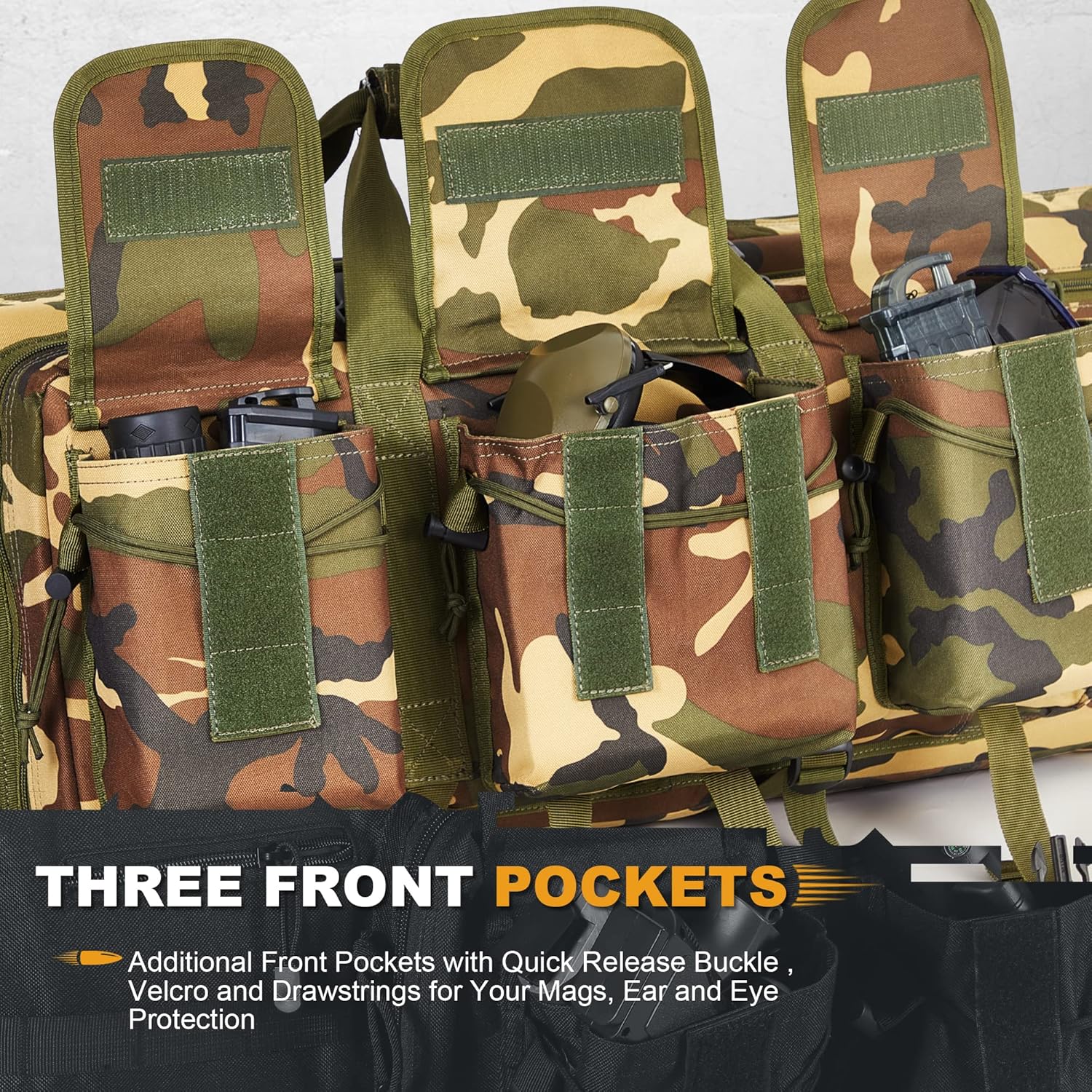 Double Rifle Case for 2 Scoped Rifles - Soft Tactical Gun Bag 32/36/42/48 Inch with Concealed Backpack Straps Durable 600D Oxford Gun Case with Pistol &Ammo Storage for Hunting Range Travel Transport