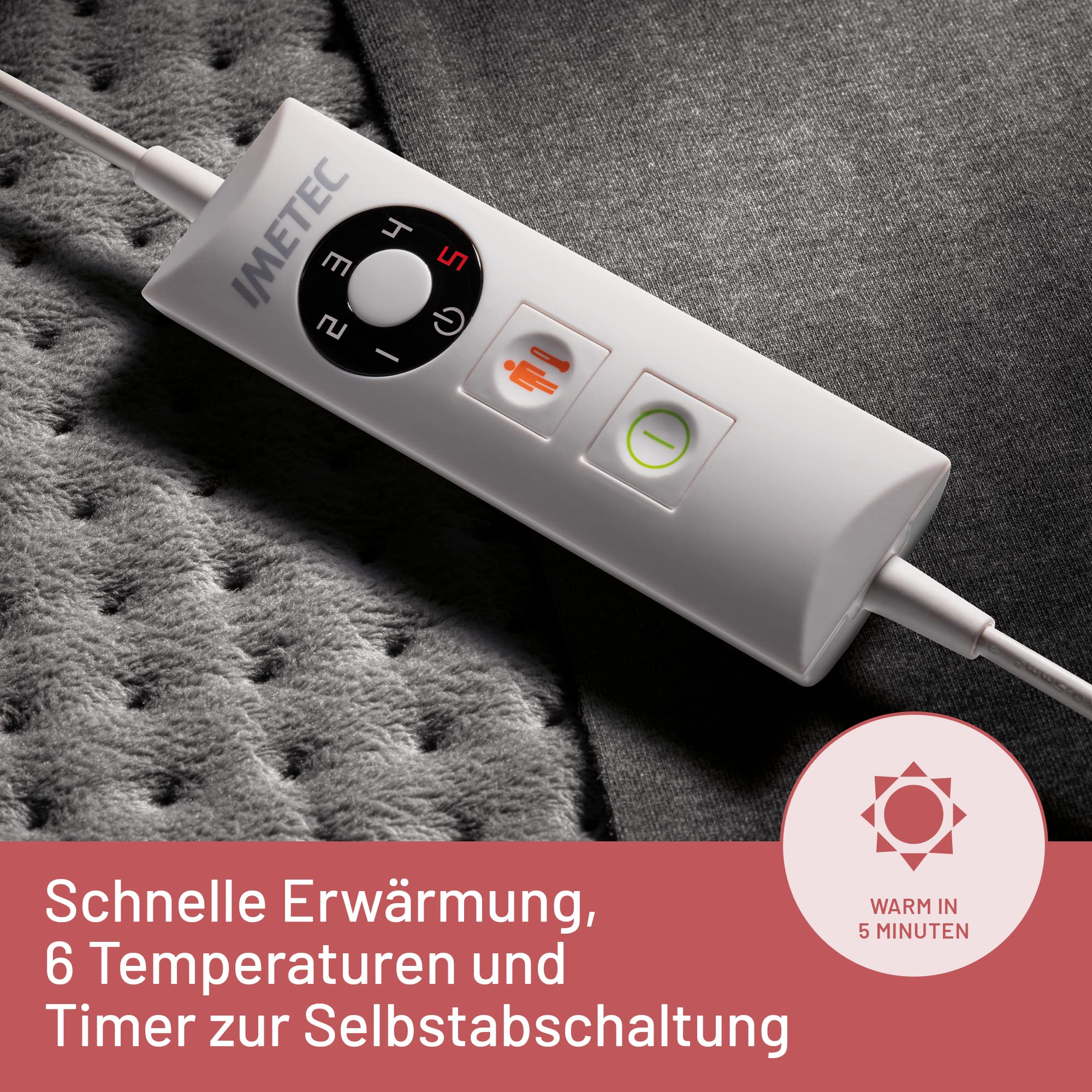 Imetec Intellisense Comfort, Mehrzweck-Heizkissen, ideal für Rücken und Bauch, Tasche für die Hände, schnelles Erhitzen, hypoallergener Stoff, 5 Temperaturen, Elektro-Block-Sicherheitssystem, waschbar