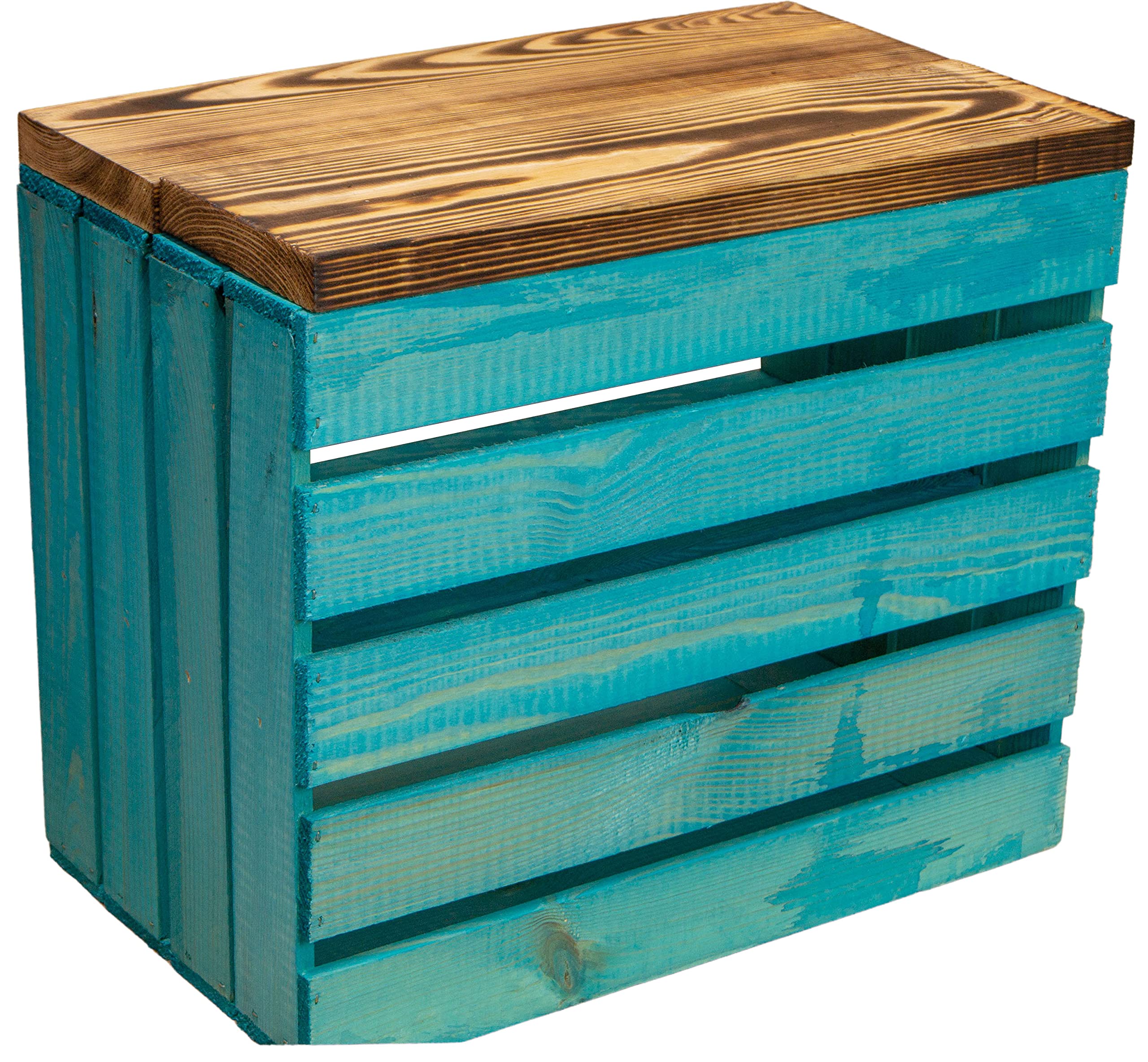 Kistenkolli Altes Land 2er Set Obstkiste aus Holz & Holzplanken Schuhschrank Hocker Sitzbank Weinablage Weinschrank Holzbank Regalkiste 50 x 29 x 43cm L x T x H
