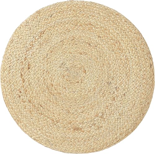 Miniatura 190 de REDEARTH · Taburete otomano de puf cubo, puf trenzado de yute para la sala de estar, dormitorio, guardería, patio, salón y otras habitaciones (14.5