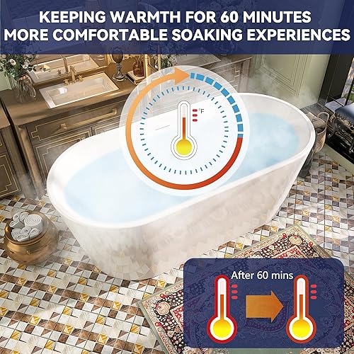 Miniatura 13 de Bañera independiente de acrílico de 67 pulgadas, bañera independiente, bañera de remojo, certificado cUPC, CM (blanco brillante)