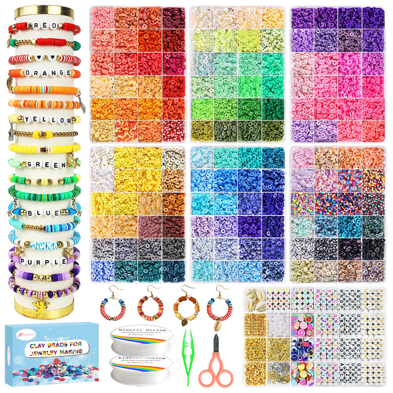Kit Perles Pour Bracelet Kit De Fabrication De Bracelet Avec Perles En Argile, Kit De Bracelet D Perles Lettres Pour Bracelet