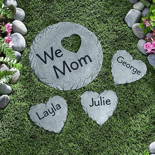 Miniatura 2 de Let's Make Memories Piedra de jardín personalizada, resina, decoración de jardín personalizada, piedra de escalón de corazón, para papá, para el día