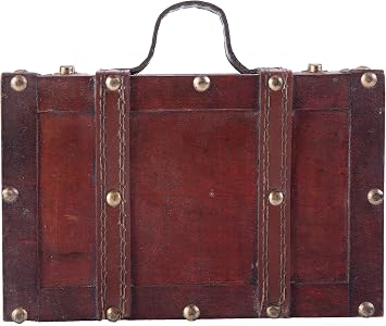 VintiquewiseTM Old-Fashioned Small Suitcase/Decorative Box with Straps