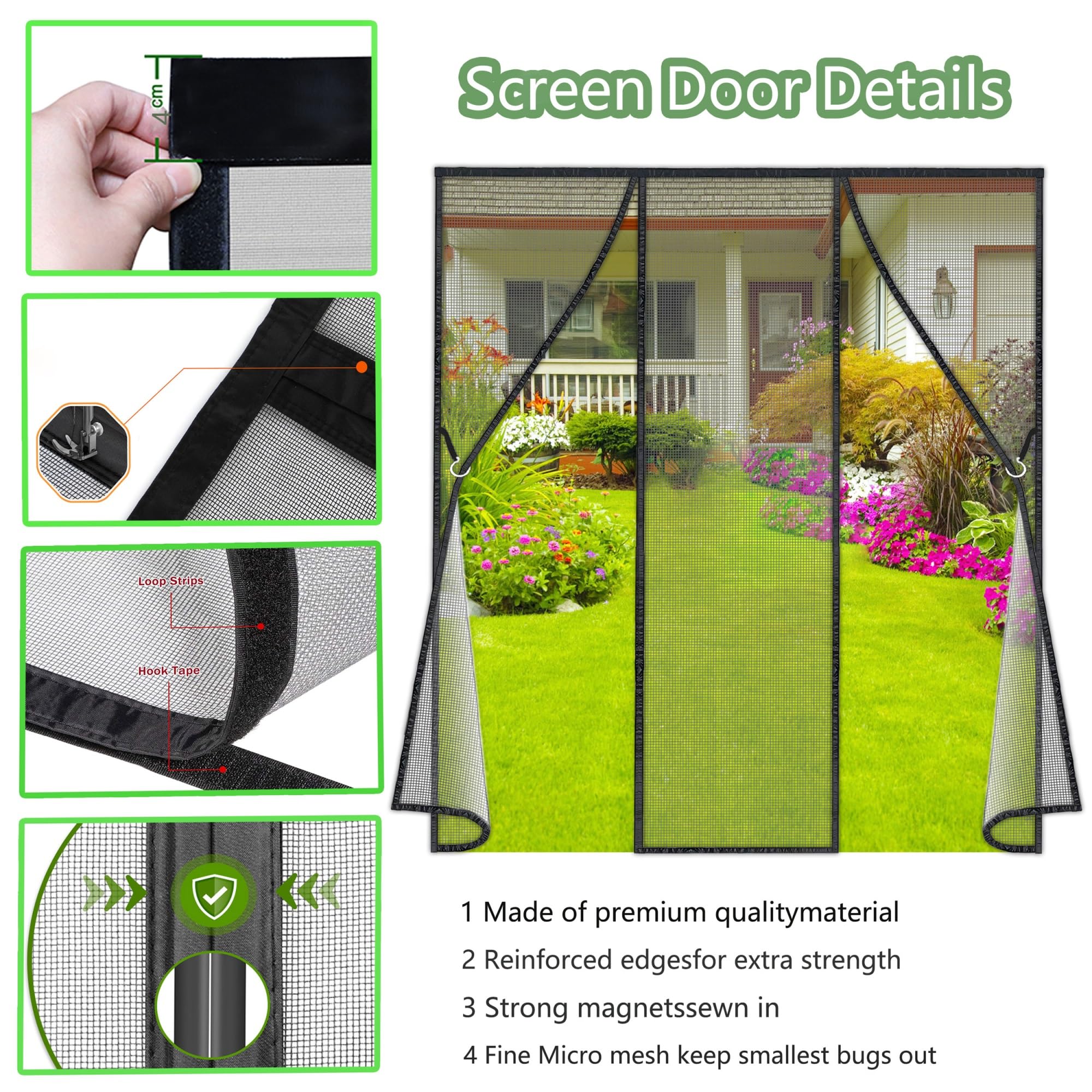 Extsud Magnetisch Vliegengaas Voor Deur, Insectenbescherming, 100 X 220 Cm Vliegengaas Automatisch Sluiten Insectenbescherming Balkondeur Woonkamer Klittenbandmontage Zonder Boren 687664523