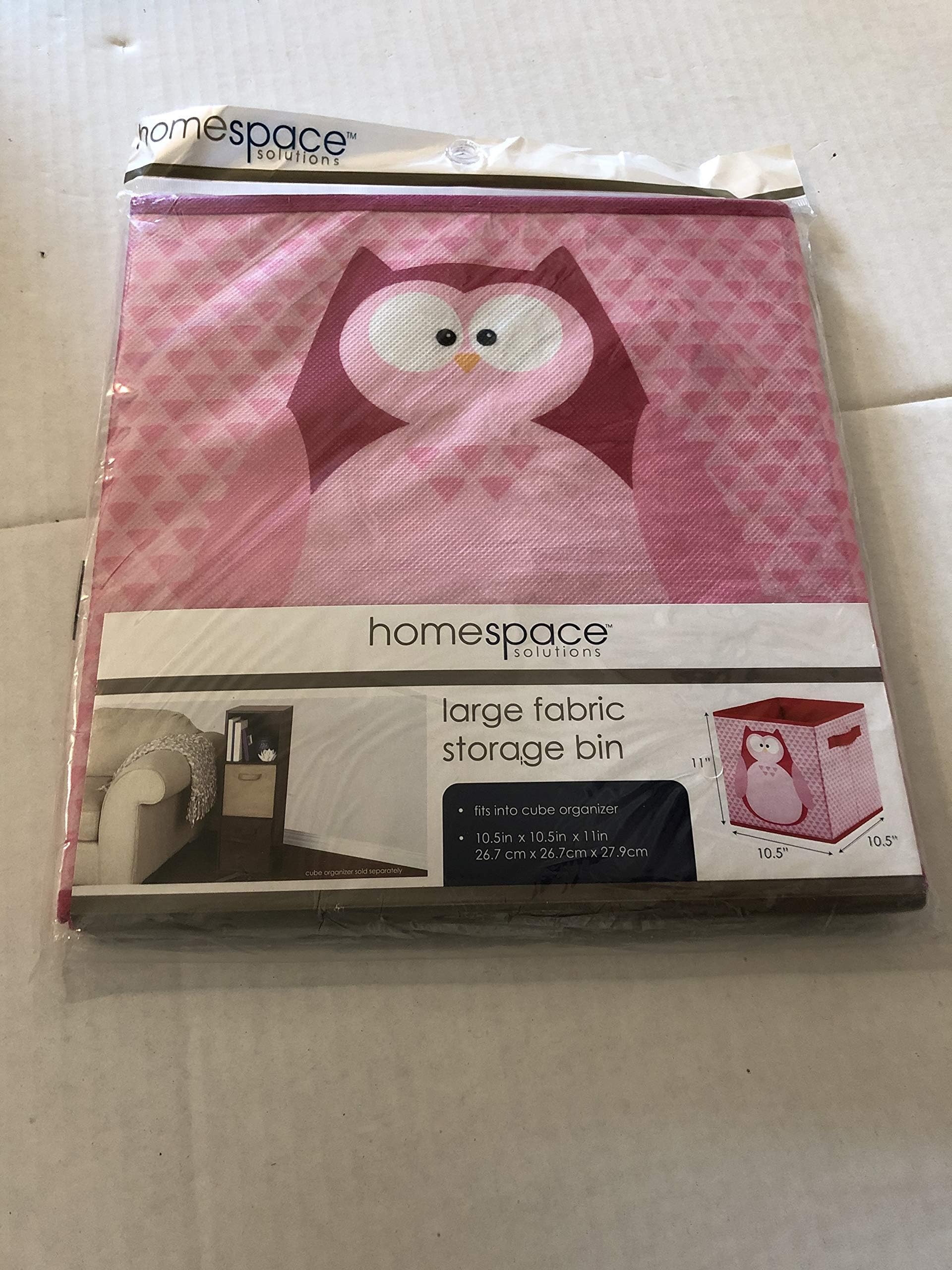 Animal Design Storage Cube - Pink Owl on Fabric Square Toy Organizer Bin