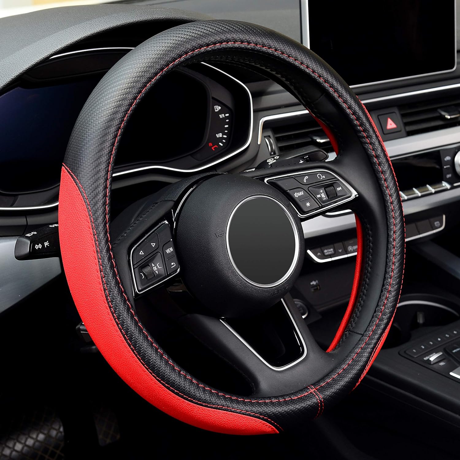 LABBYWAY Microfiber Leather Auto Car Steering Wheel Cover,Universal Fit 15 Inch Anti-Slip Wheel Protector (Black) : Automotive