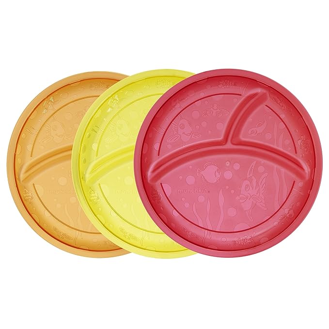 Munchkin Multi Divided Plates, 3 Count (Multi Color)