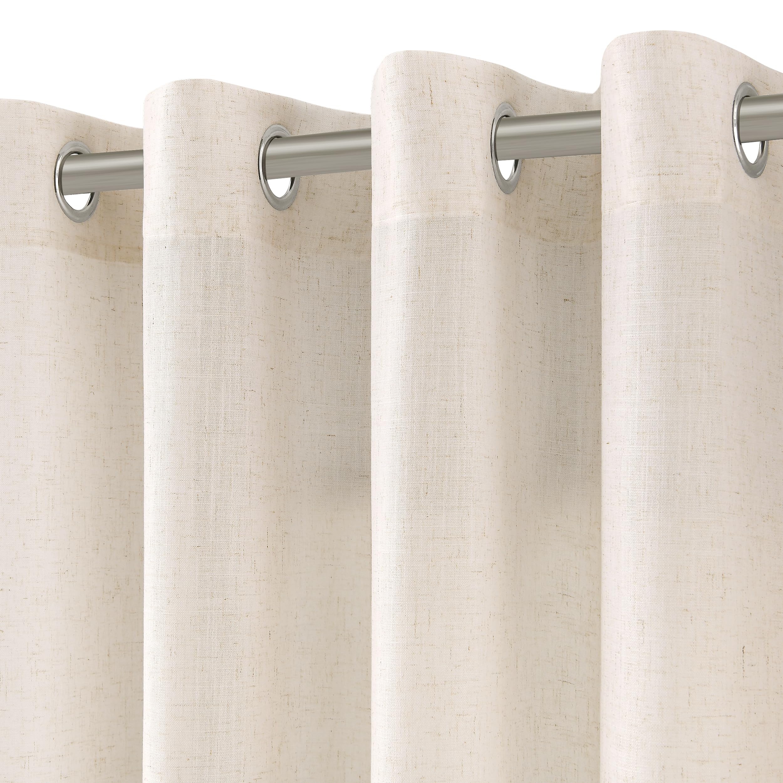 Nanspring Extra Long Linen Curtains 120 Inch for Living Room Grommet Beige