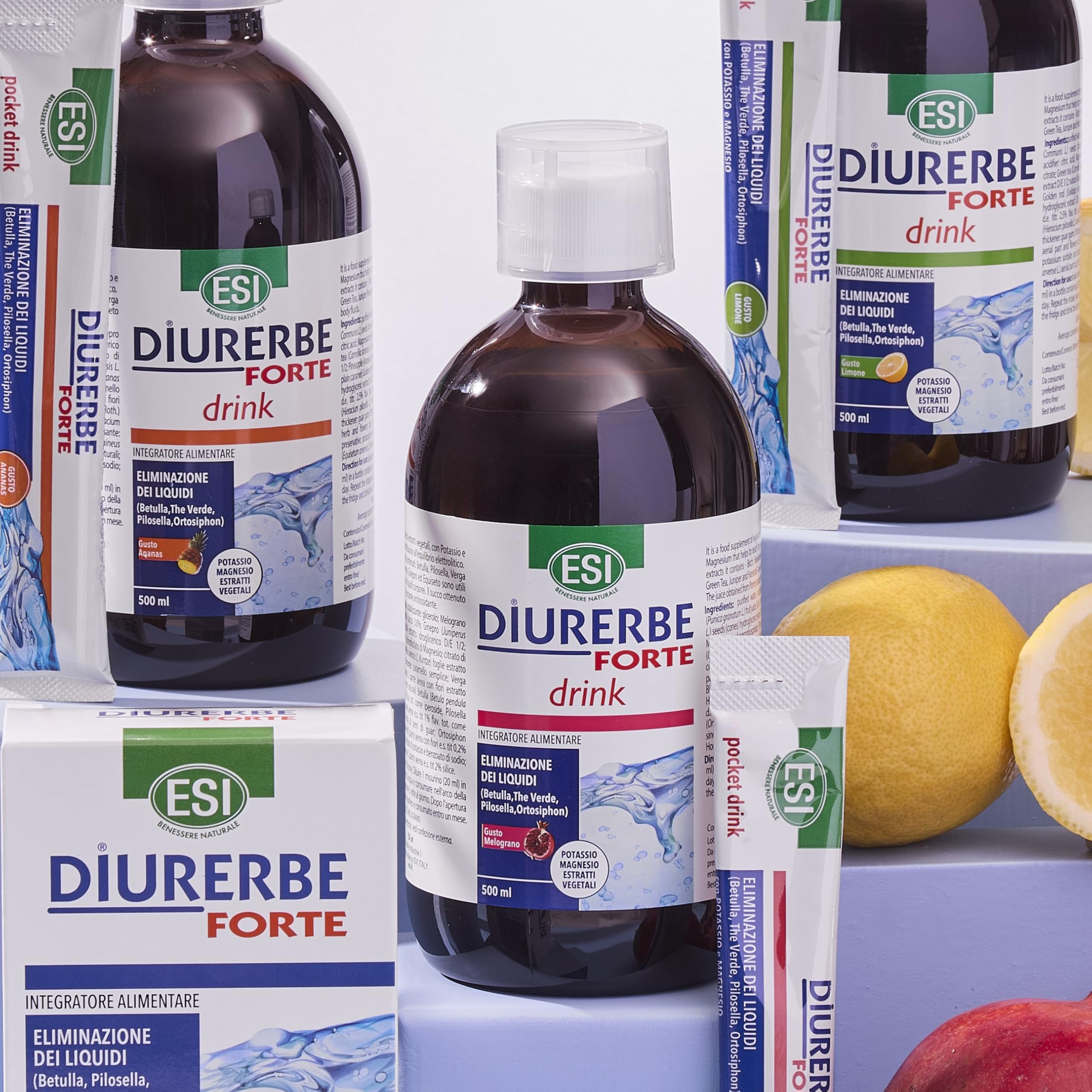 ESI Diurerbe Forte Integratore Alimentare Melograno Senza Glutine Vegano 24 Pocket Drink