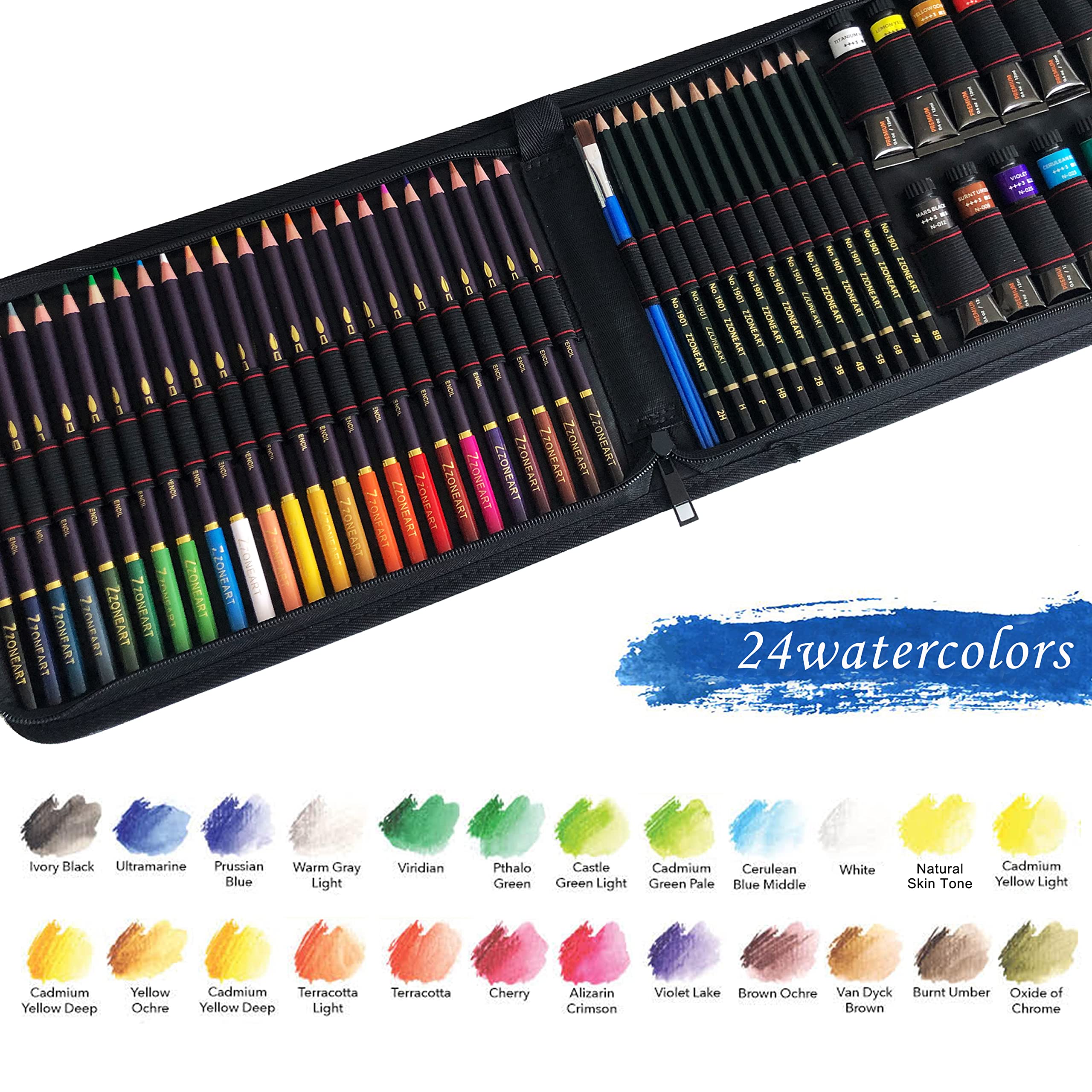 Crayon De Couleurs Professionnel YJYHART 120 Crayons De Couleur,Kit De Professionnel Crayons Dessin Et Sac De Transport Haut De Gamme Cadeau,pour Artistes, Adultes Et Enfants Trousse A Dessin