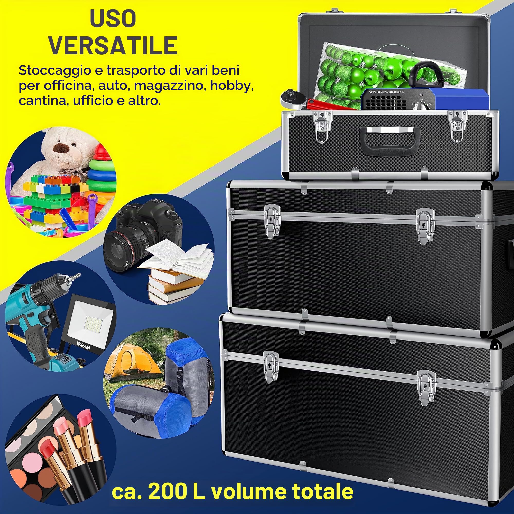 Masko® SET con 3 cassette in alluminio ✓ Cassetta in alluminio ✓ Valigetta ✓ degli attrezzi ✓ portautensili ✓ Cassetta da trasporto |