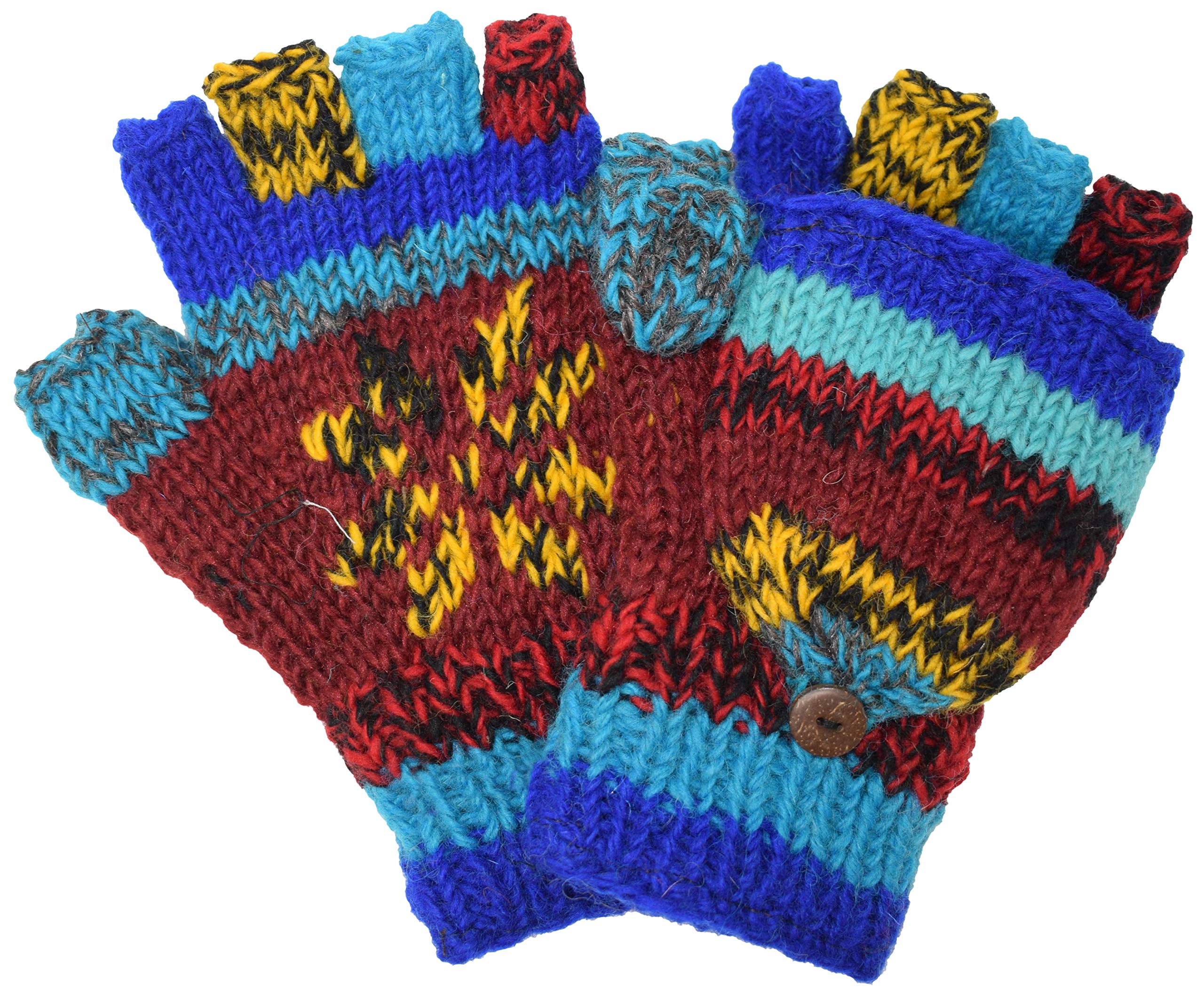 Gheri Woolen Knit Fleecelined Fingerless Gloves Convertible Mittens E