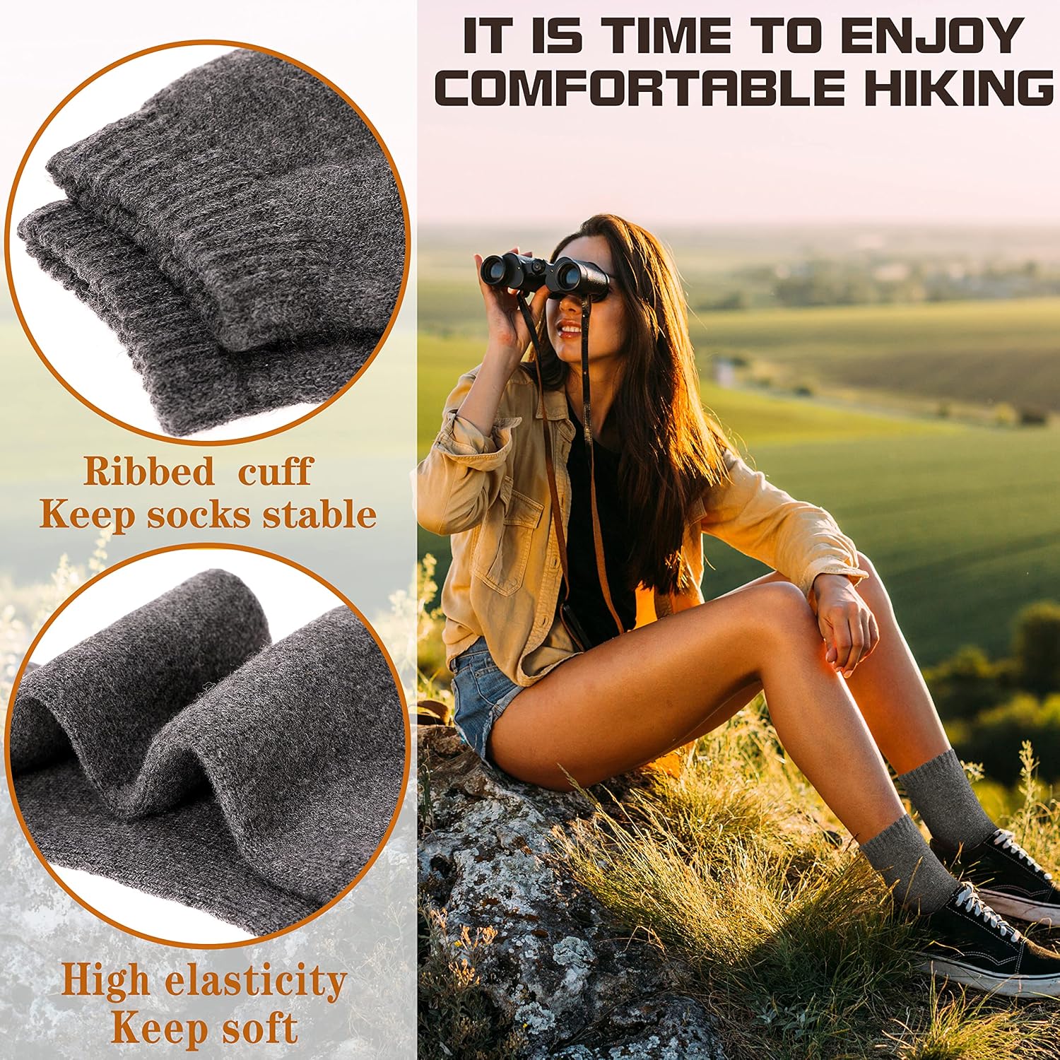 Sandsuced 5 Pack Merino Wool Boot Hiking Socks for Women Warm Winter Thick Thermal Cozy Work Soft Ladies Socks - Image 3
