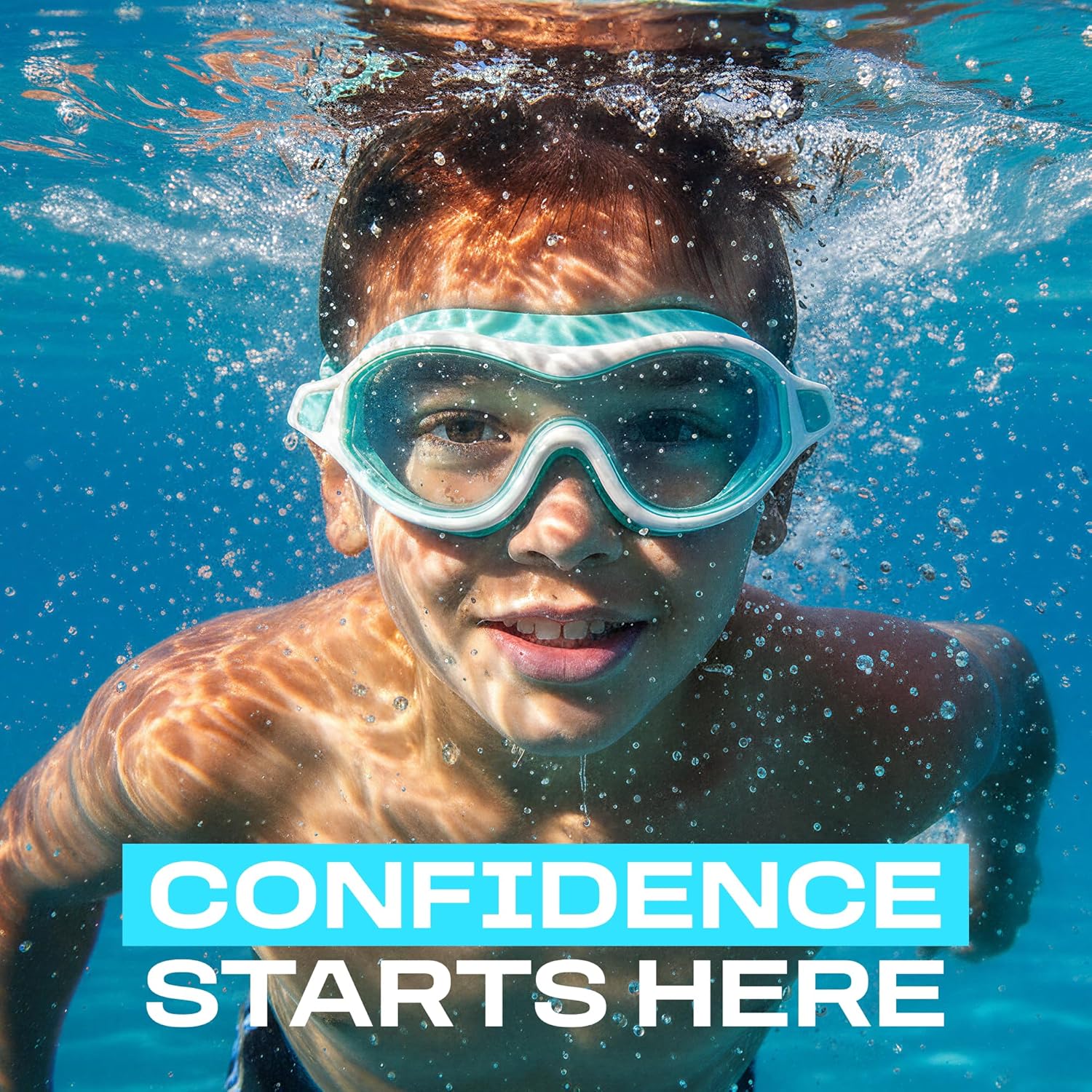 Clear'r Puddle Hopper Jr Swim Mask - Ultra-Durable Lens, 100% UVA & UVB Protection Goggles, 180° Distortion-Free Visibility
